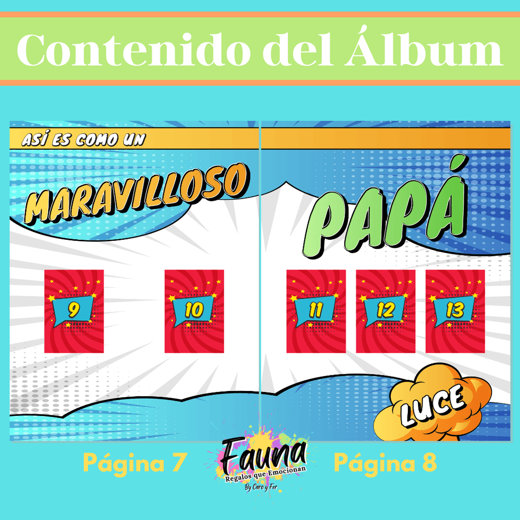 Álbum de Láminas para Papá Personalizado con 18 Fotos - Fauna Regalos que emocionan