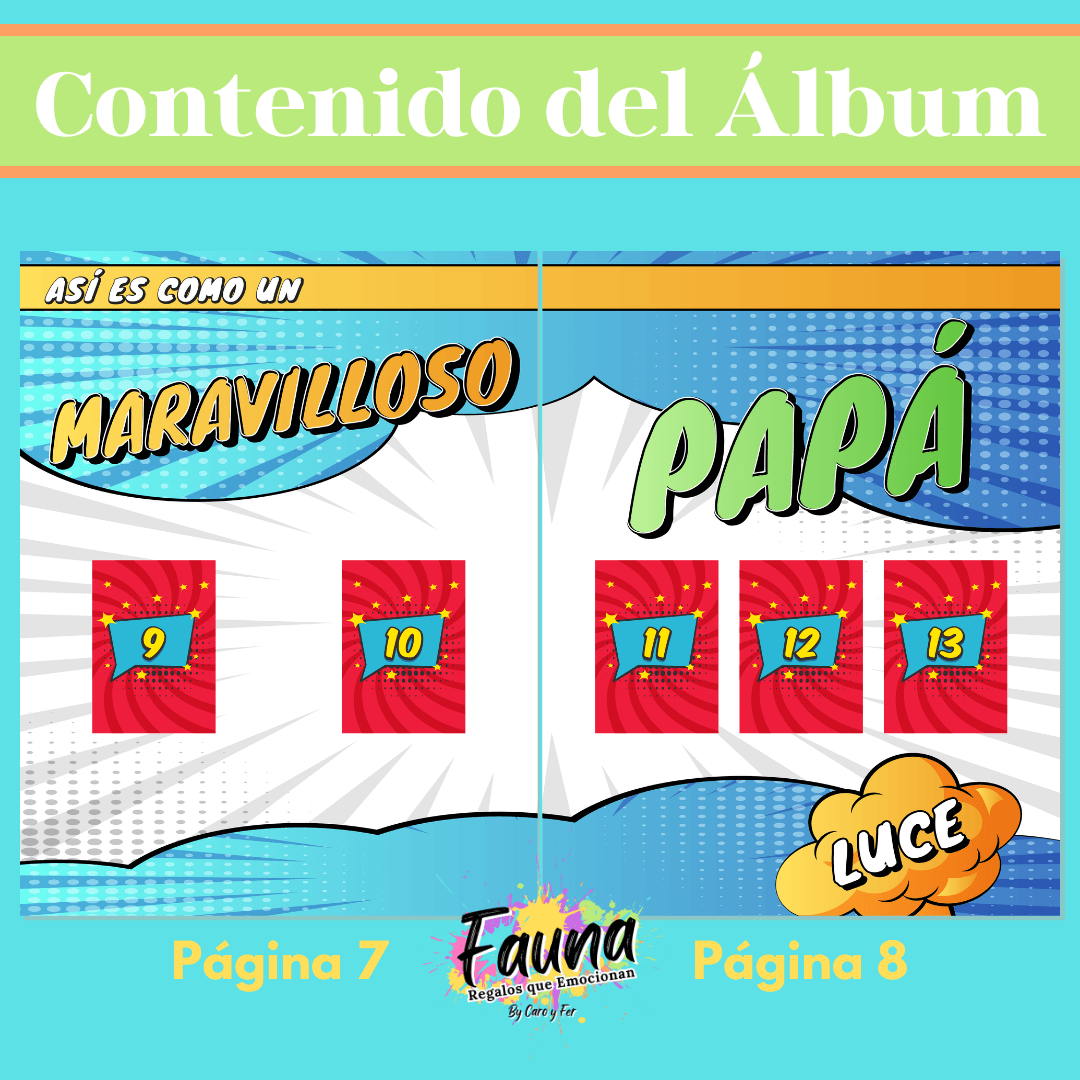 Álbum de Láminas para Papá Personalizado con 18 Fotos - Fauna Regalos que emocionan