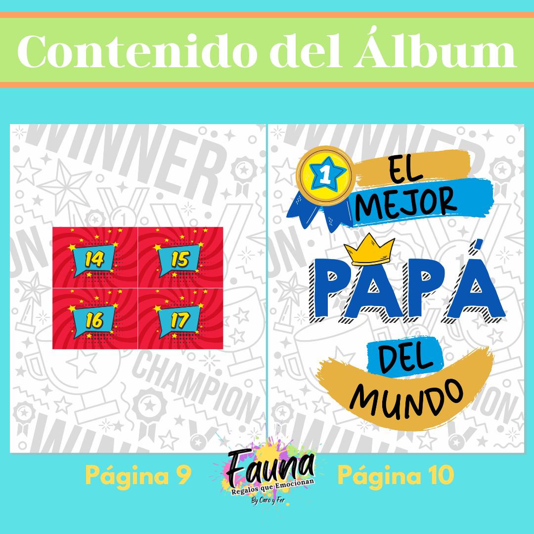 Álbum de Láminas para Papá Personalizado con 18 Fotos - Fauna Regalos que emocionan