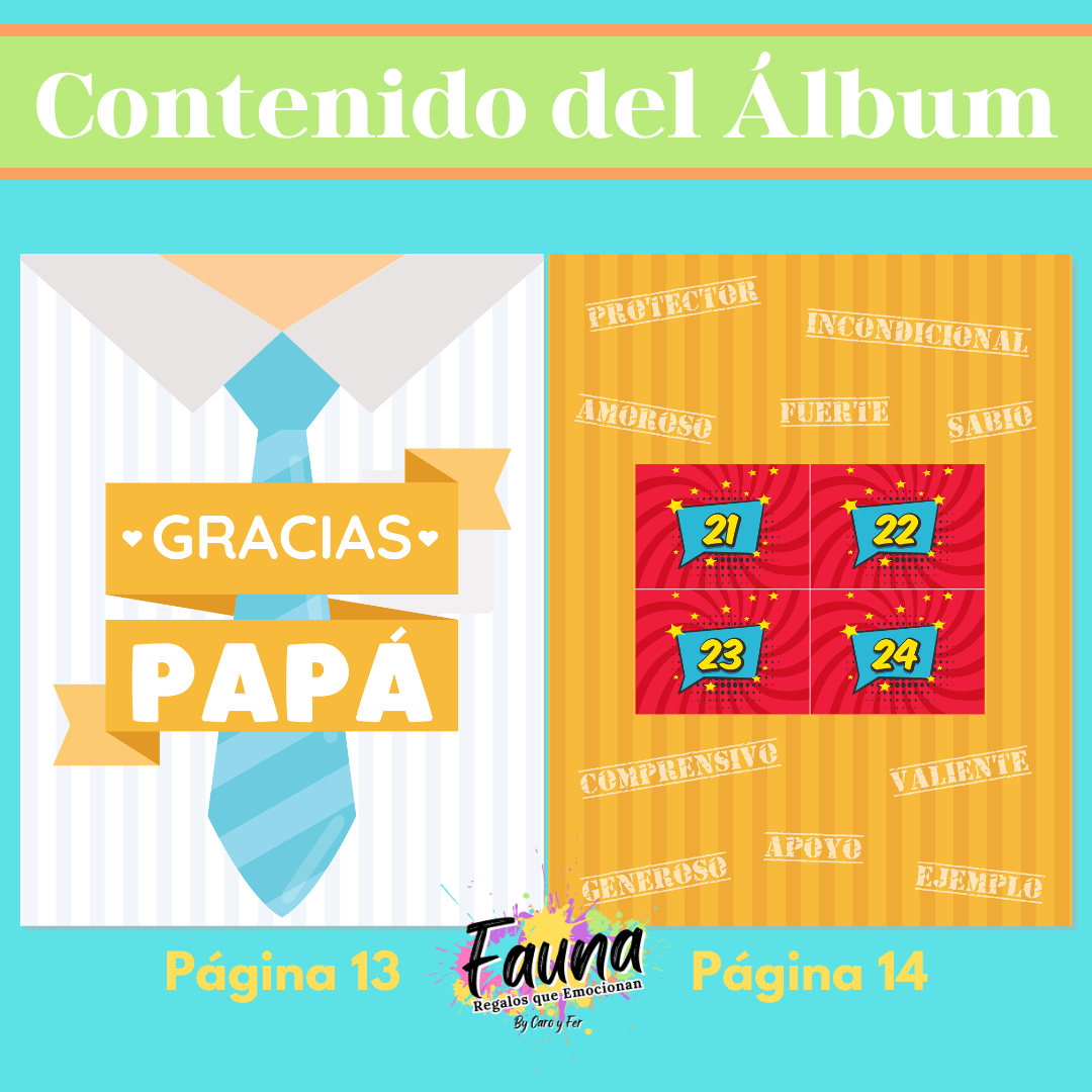 Álbum de Láminas para Papá Personalizado con 18 Fotos - Fauna Regalos que emocionan