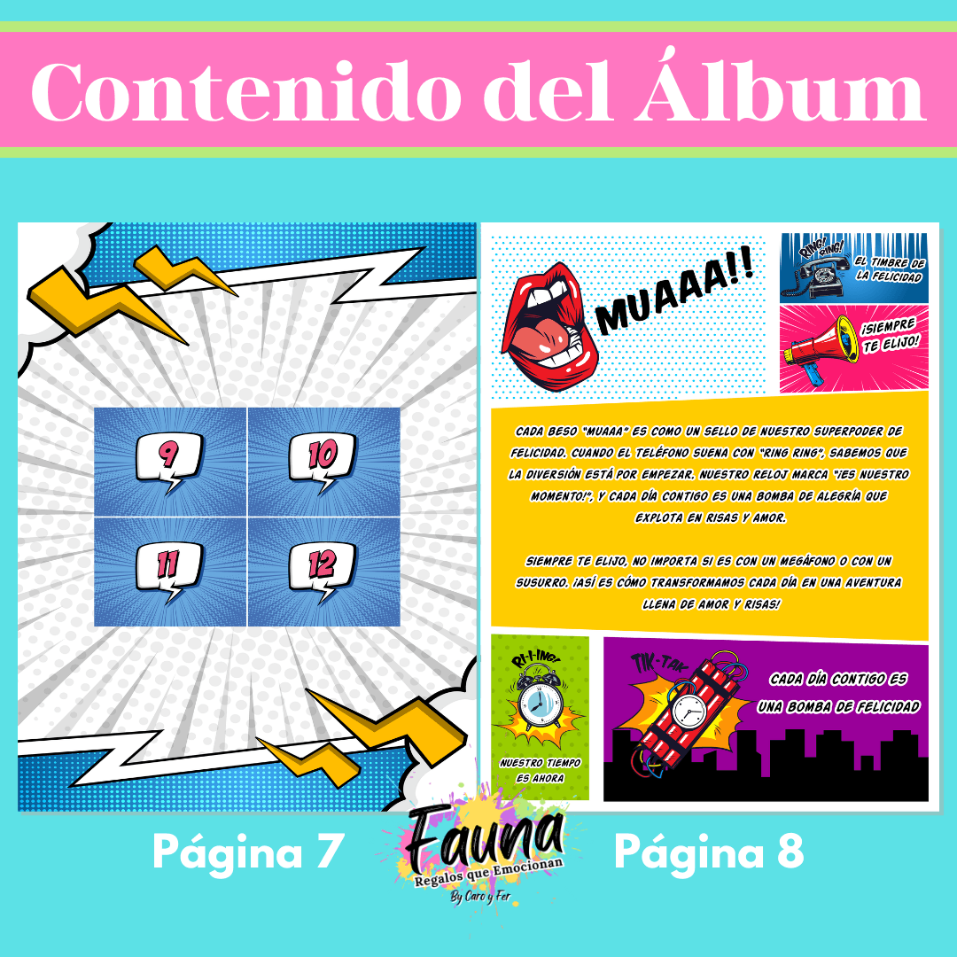 Álbum de Láminas de Súper Pareja Personalizado con 18 Fotos - Fauna Regalos que emocionan