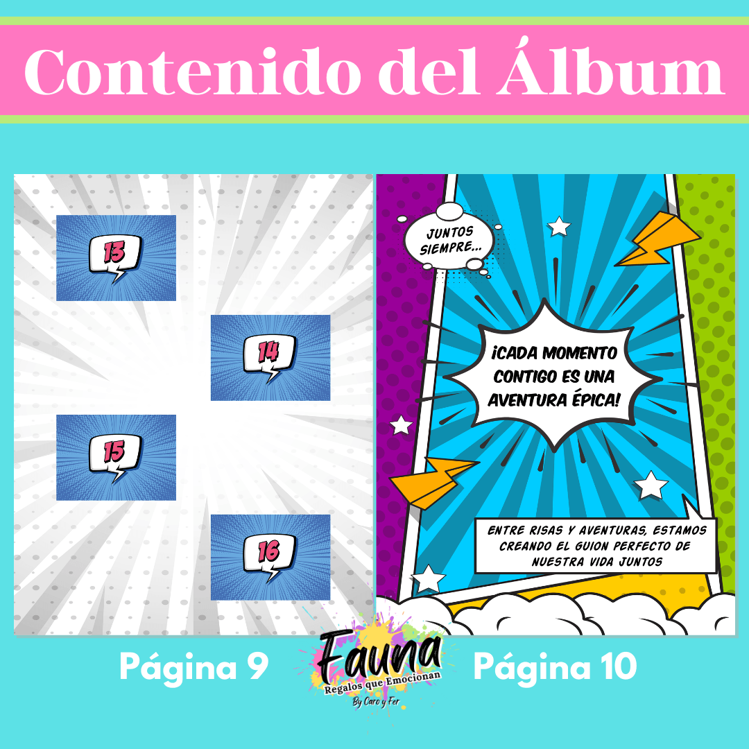 Álbum de Láminas de Súper Pareja Personalizado con 18 Fotos - Fauna Regalos que emocionan