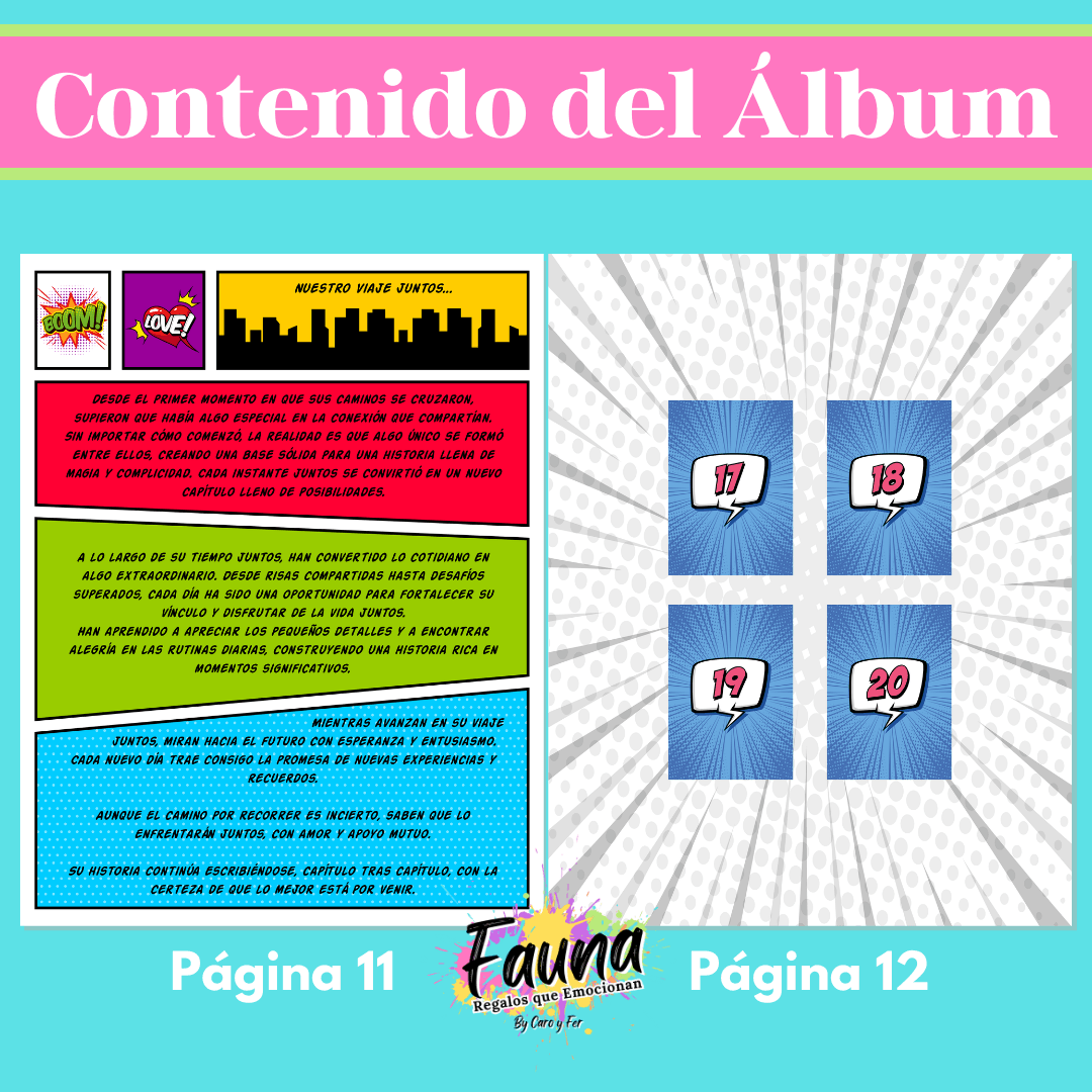 Álbum de Láminas de Súper Pareja Personalizado con 18 Fotos - Fauna Regalos que emocionan