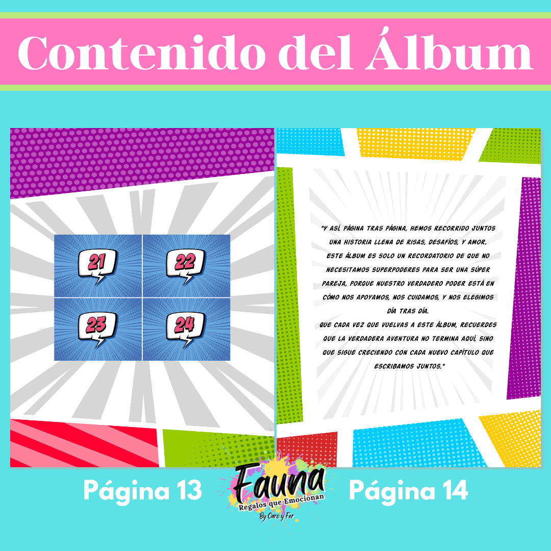 Álbum de Láminas de Súper Pareja Personalizado con 18 Fotos - Fauna Regalos que emocionan