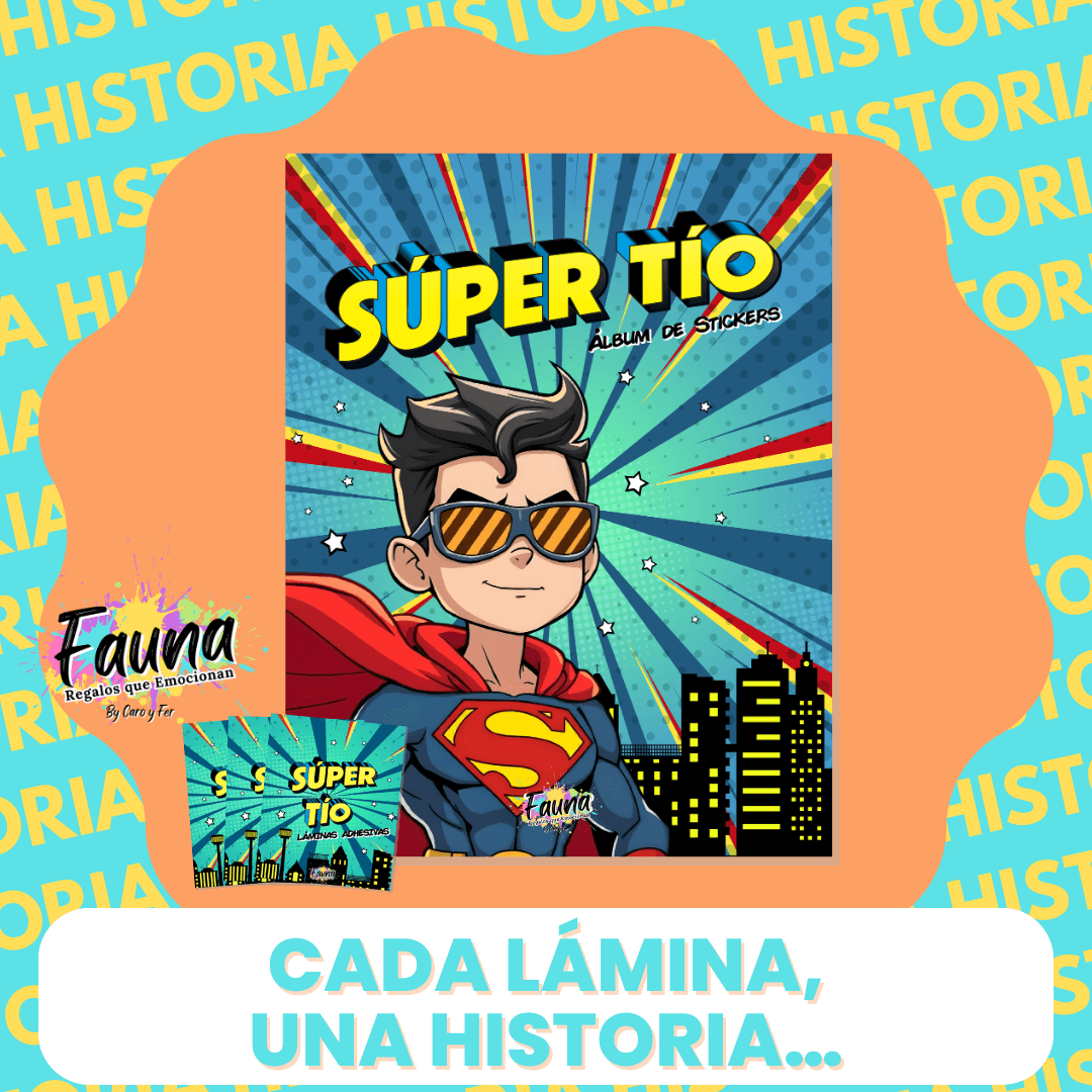 Álbum de Láminas de Súper Tío Personalizado con 18 Fotos - Fauna Regalos que emocionan