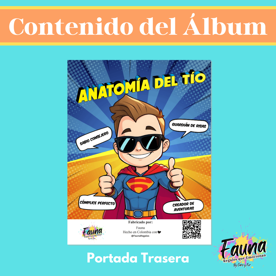 Álbum de Láminas de Súper Tío Personalizado con 18 Fotos - Fauna Regalos que emocionan