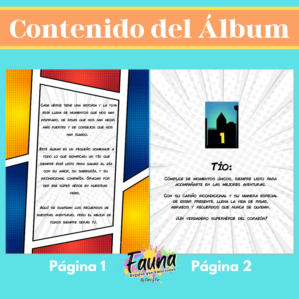 Álbum de Láminas de Súper Tío Personalizado con 18 Fotos - Fauna Regalos que emocionan