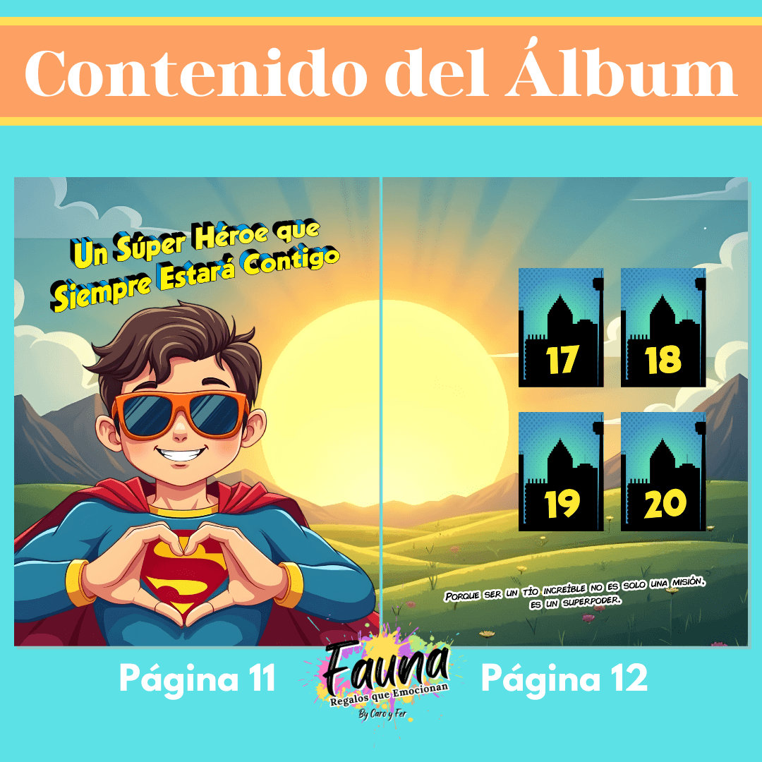 Álbum de Láminas de Súper Tío Personalizado con 18 Fotos - Fauna Regalos que emocionan