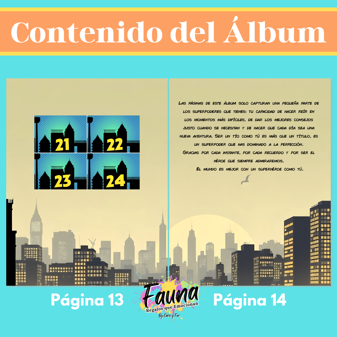 Álbum de Láminas de Súper Tío Personalizado con 18 Fotos - Fauna Regalos que emocionan