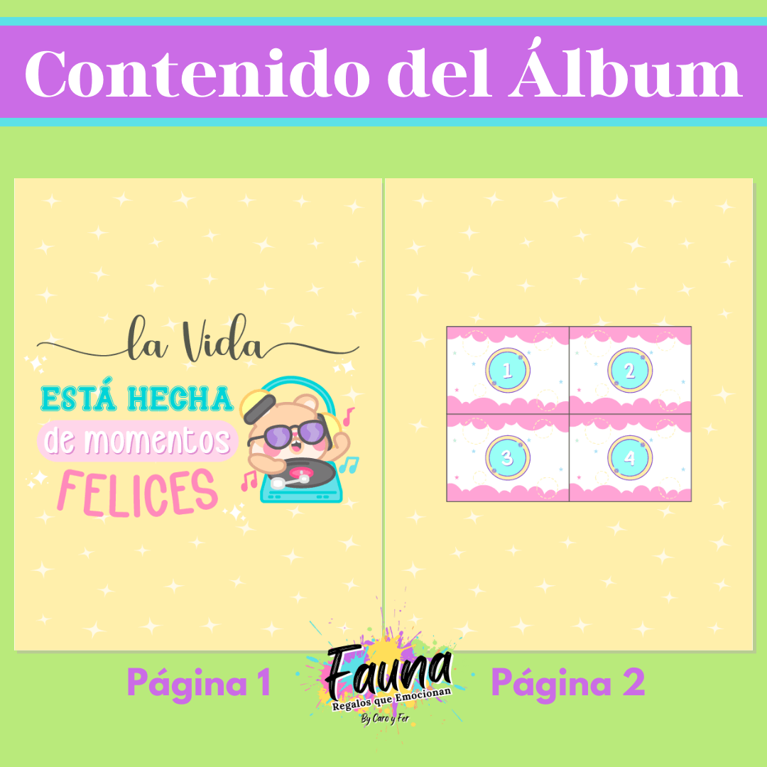 Álbum de Láminas para toda Ocasión Personalizado con 18 Fotos - Fauna Regalos que emocionan