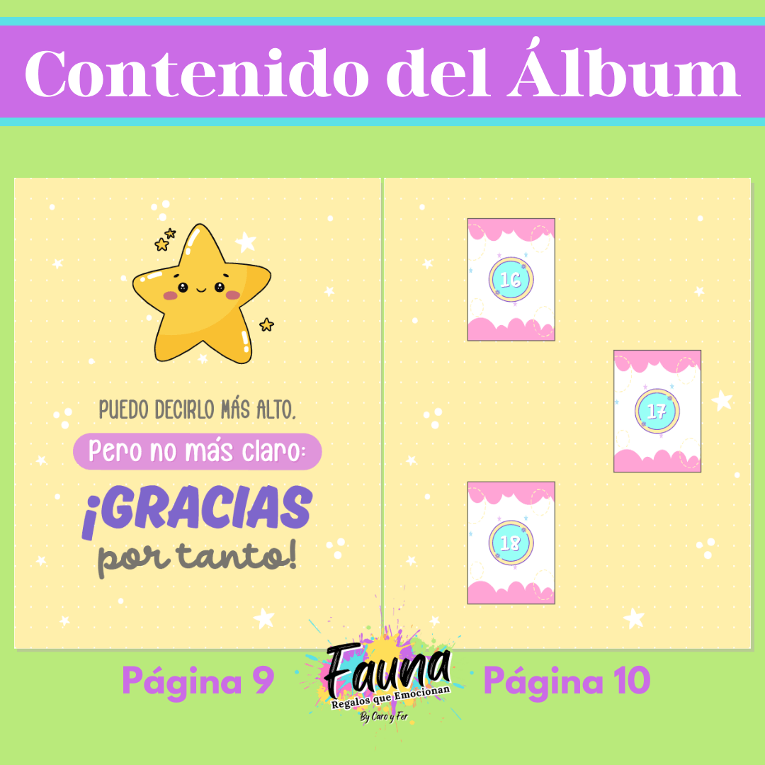 Álbum de Láminas para toda Ocasión Personalizado con 18 Fotos - Fauna Regalos que emocionan