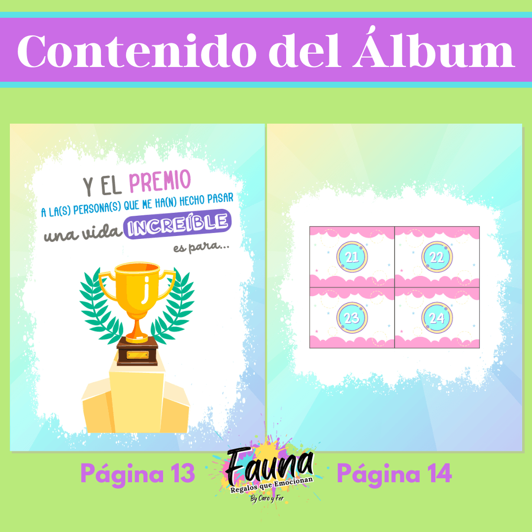 Álbum de Láminas para toda Ocasión Personalizado con 18 Fotos - Fauna Regalos que emocionan