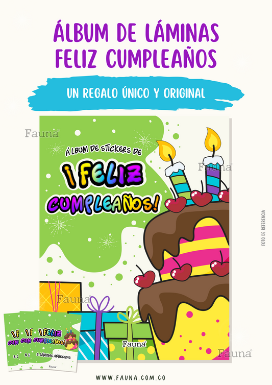 Álbum de Láminas Feliz Cumpleaños Personalizado con 18 Fotos - Fauna Regalos Personalizados