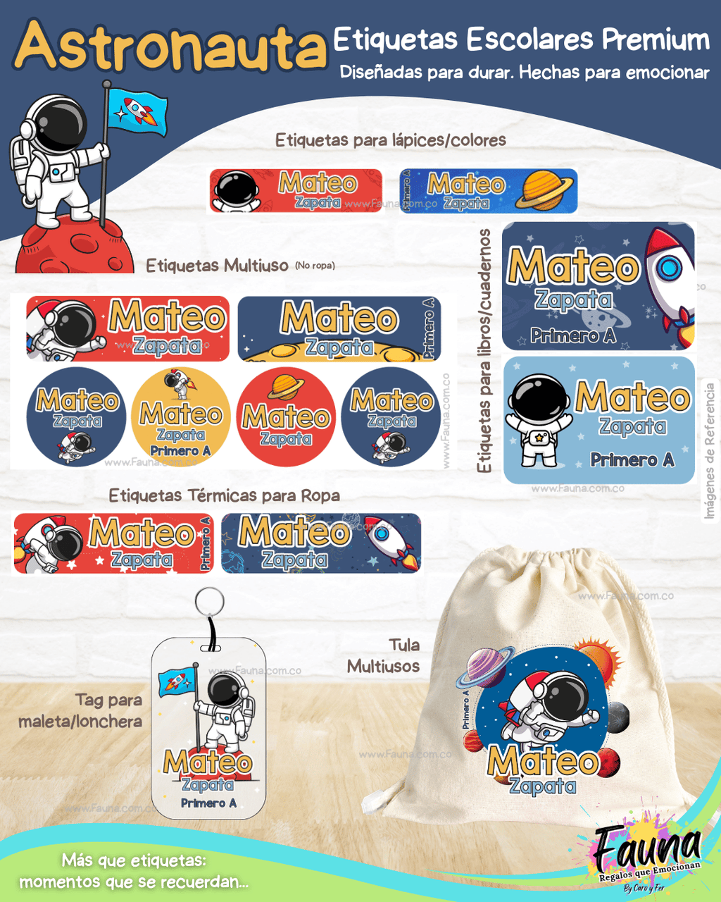 Astronauta 🚀 - Etiquetas Escolares Premium Personalizadas