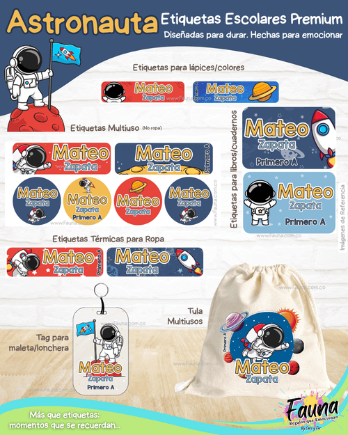 Astronauta 🚀 - Etiquetas Escolares Premium Personalizadas
