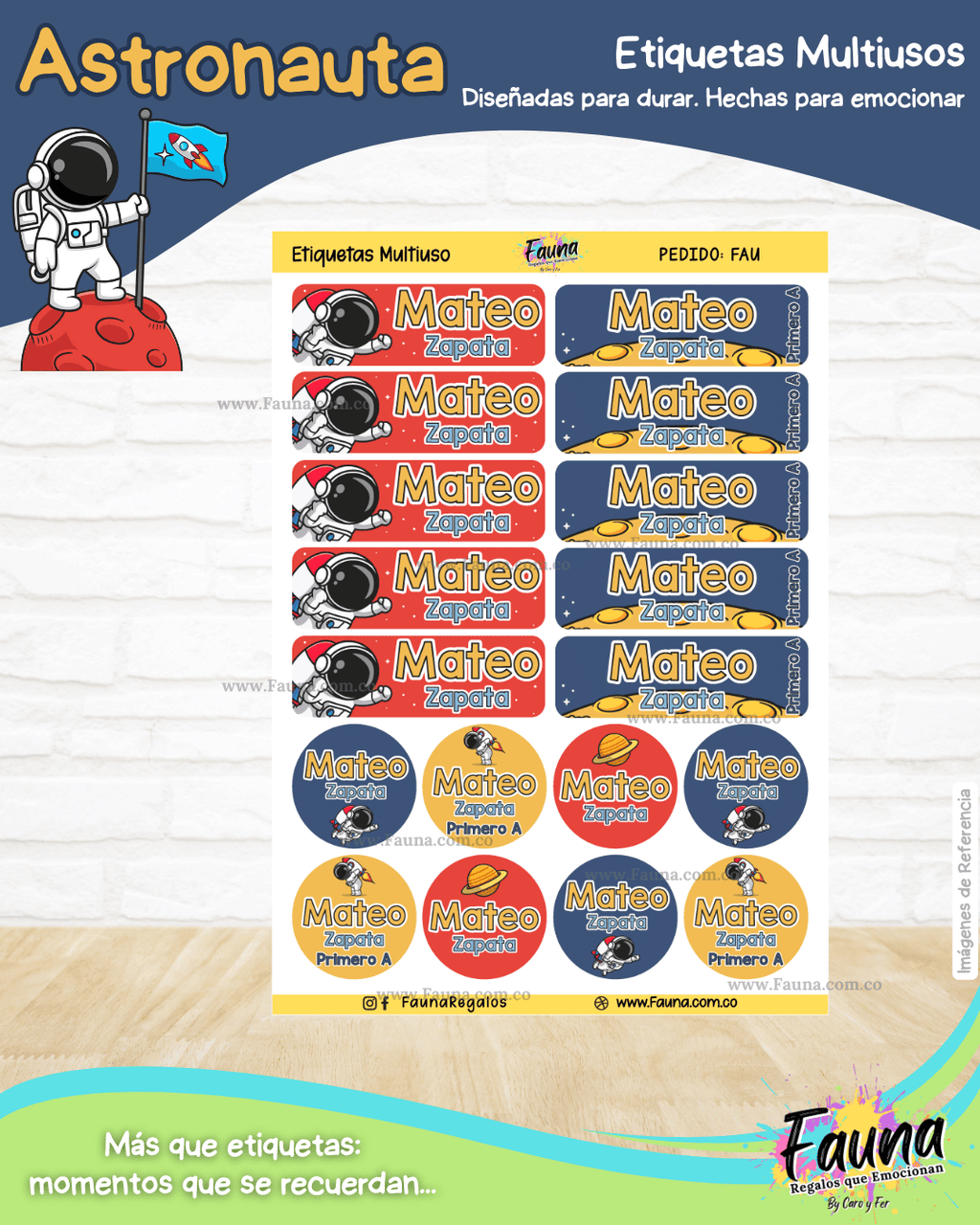 Astronauta 🚀 - Etiquetas Escolares Premium Personalizadas