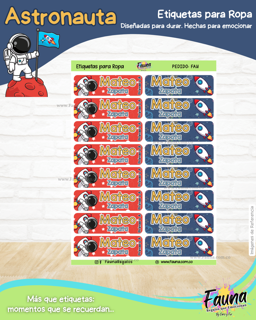 Astronauta 🚀 - Etiquetas Escolares Premium Personalizadas