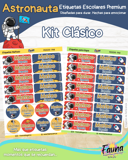 Astronauta 🚀 - Etiquetas Escolares Premium Personalizadas