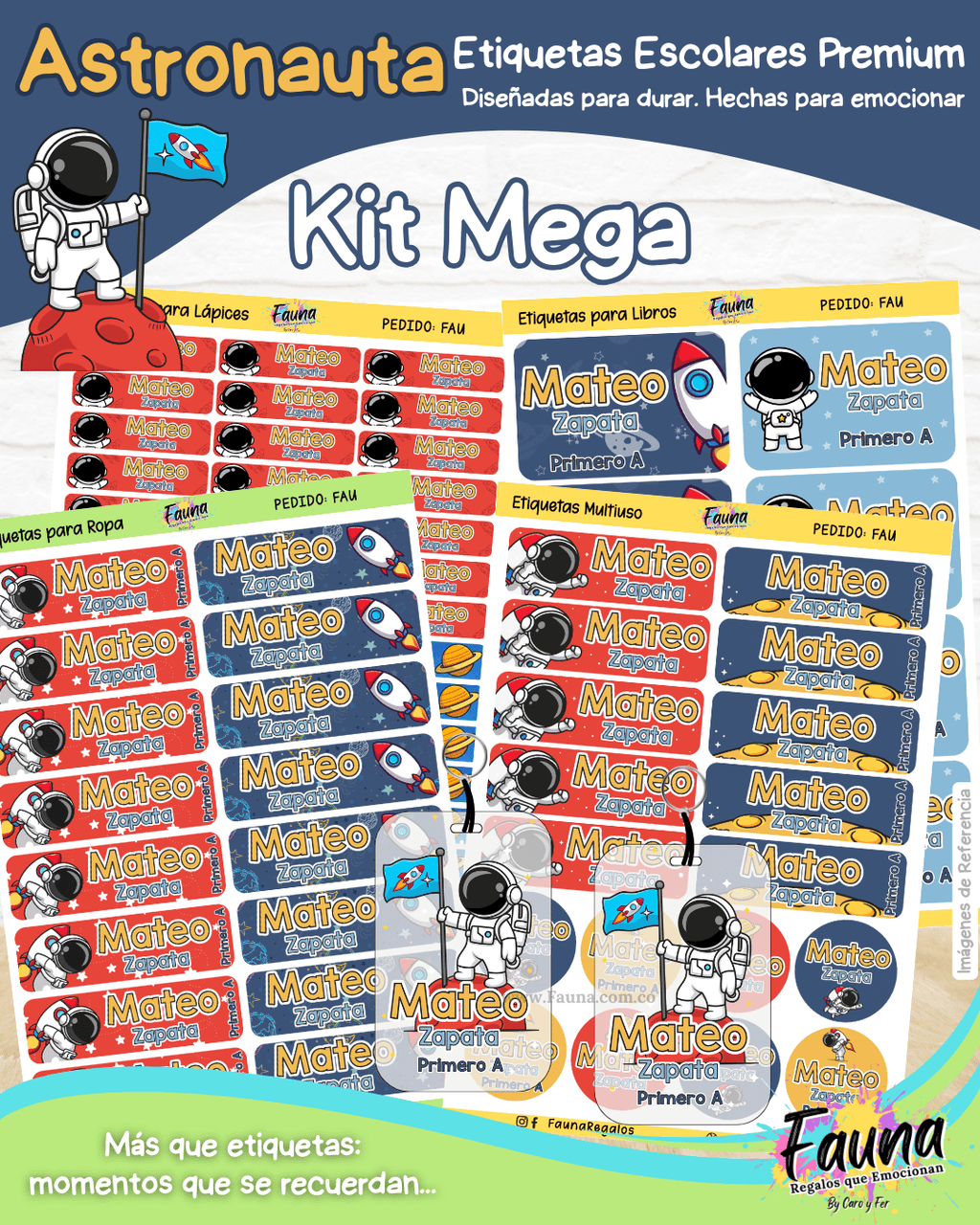 Astronauta 🚀 - Etiquetas Escolares Premium Personalizadas