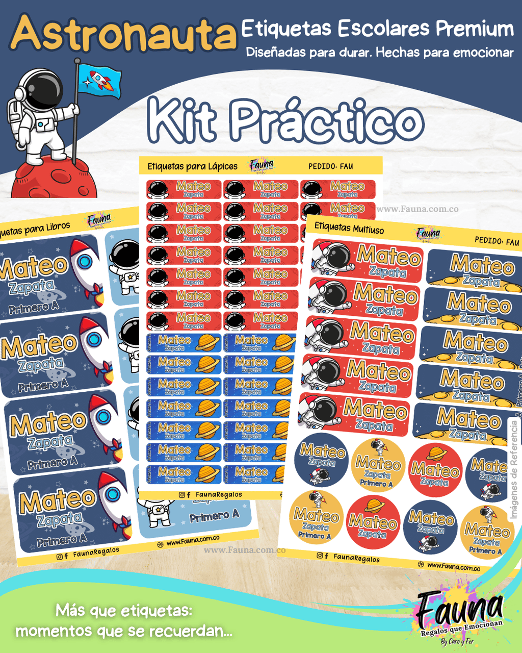 Astronauta 🚀 - Etiquetas Escolares Premium Personalizadas