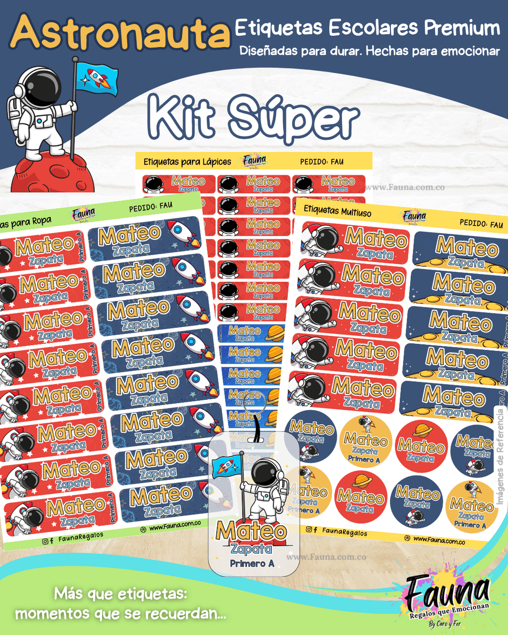 Astronauta 🚀 - Etiquetas Escolares Premium Personalizadas