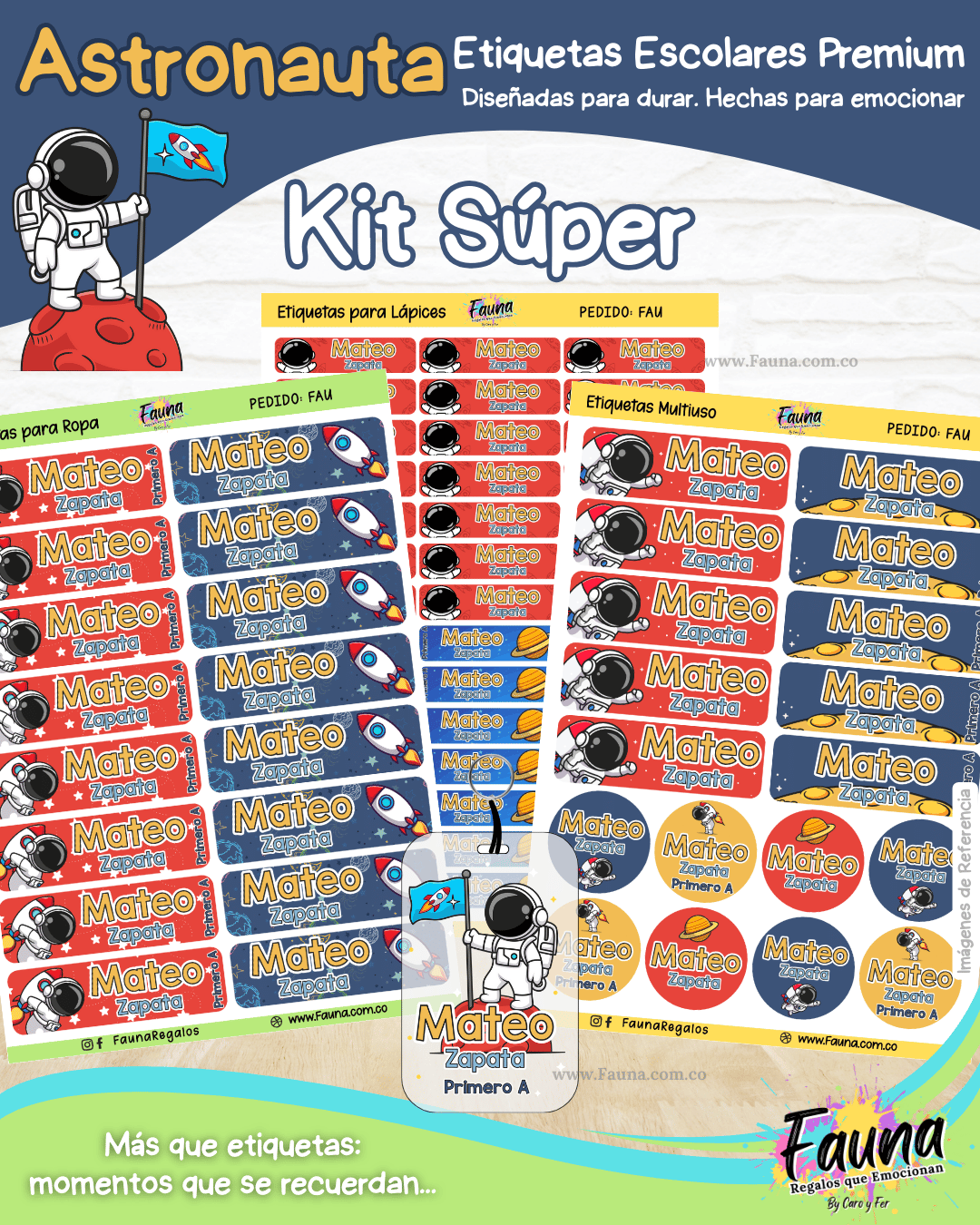 Astronauta 🚀 - Etiquetas Escolares Premium Personalizadas