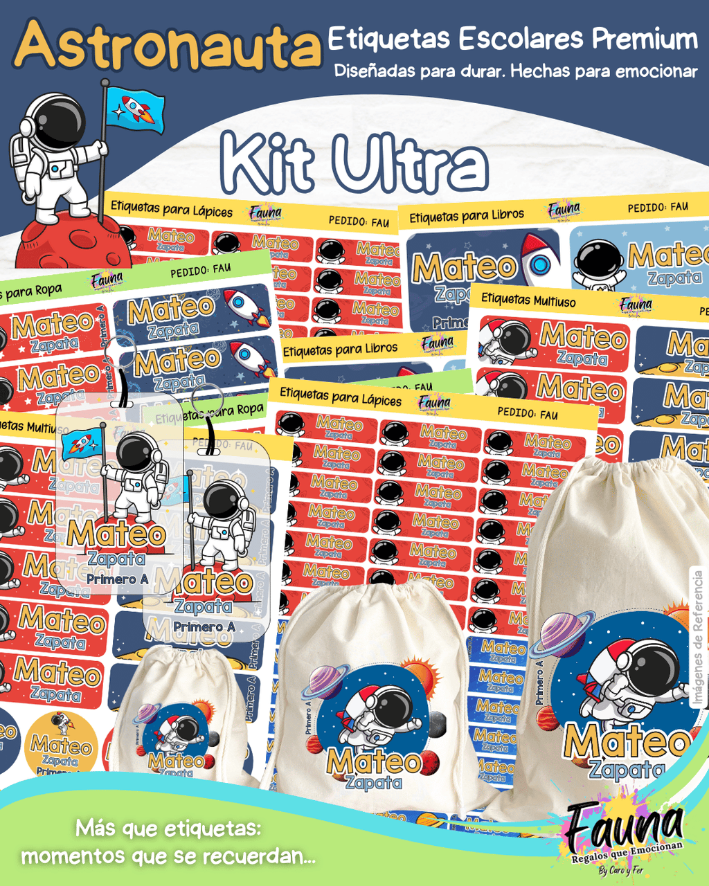 Astronauta 🚀 - Etiquetas Escolares Premium Personalizadas