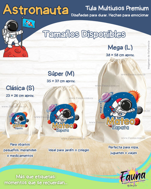 Astronauta 🚀 - Tula personalizada para niños – multiusos con nombre