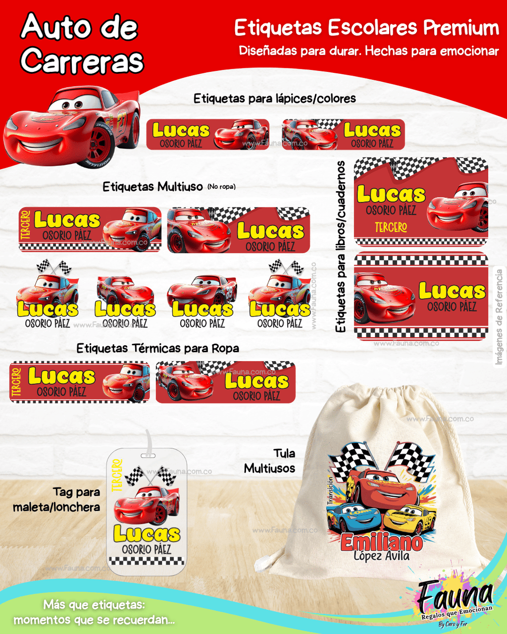 Auto de Carreras 🏎️ - Etiquetas Escolares Premium Personalizadas
