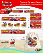 Auto de Carreras 🏎️ - Etiquetas Escolares Premium Personalizadas