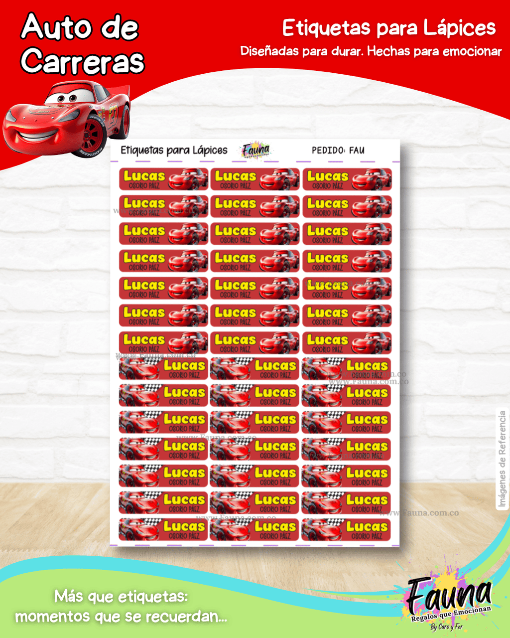 Auto de Carreras 🏎️ - Etiquetas Escolares Premium Personalizadas