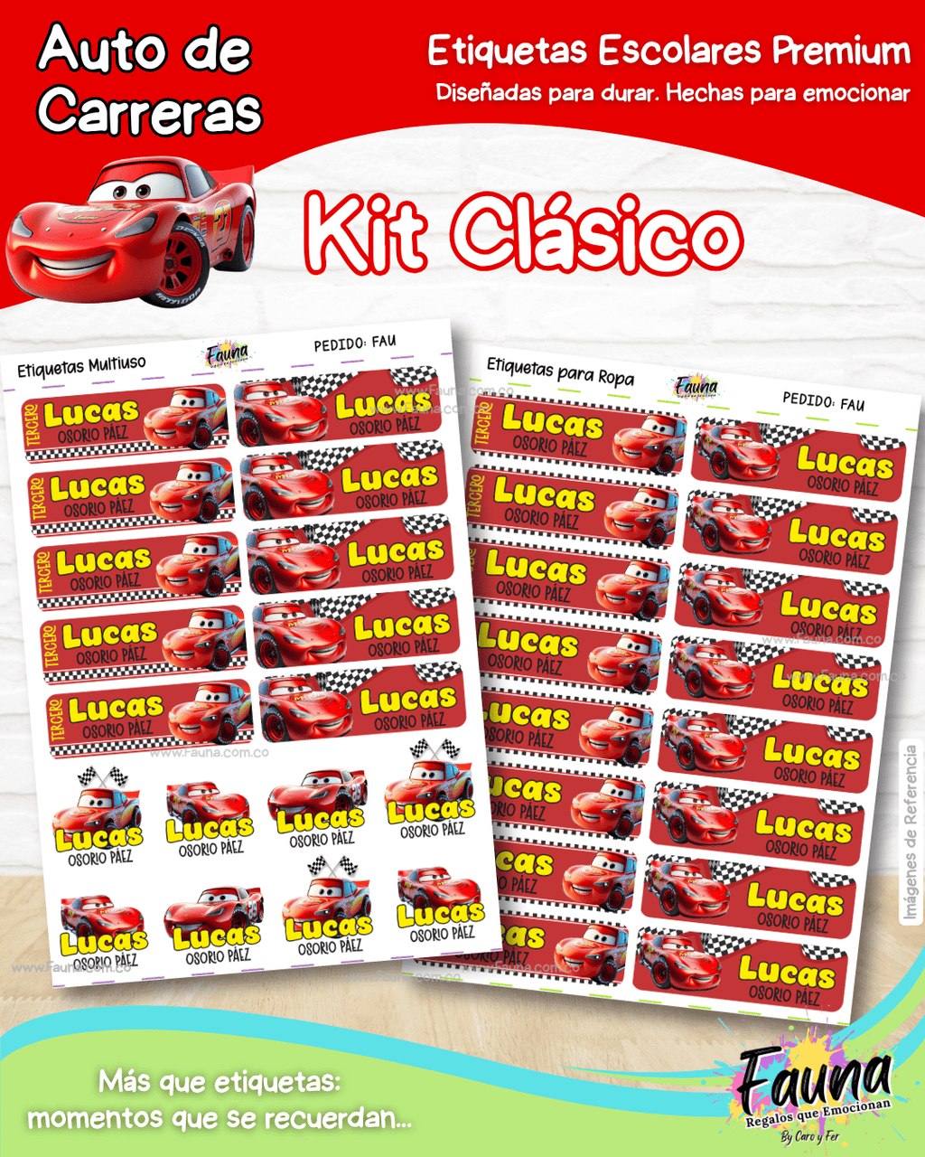 Auto de Carreras 🏎️ - Etiquetas Escolares Premium Personalizadas