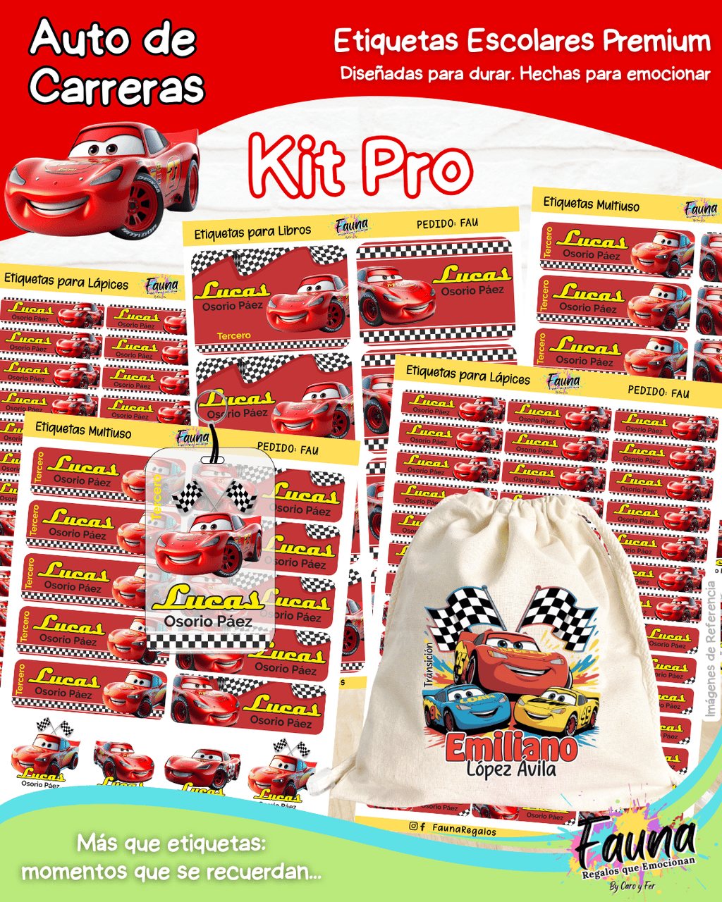 Auto de Carreras 🏎️ - Etiquetas Escolares Premium Personalizadas