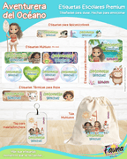 Aventurera del Océano 🌺 - Etiquetas Escolares Premium Personalizadas