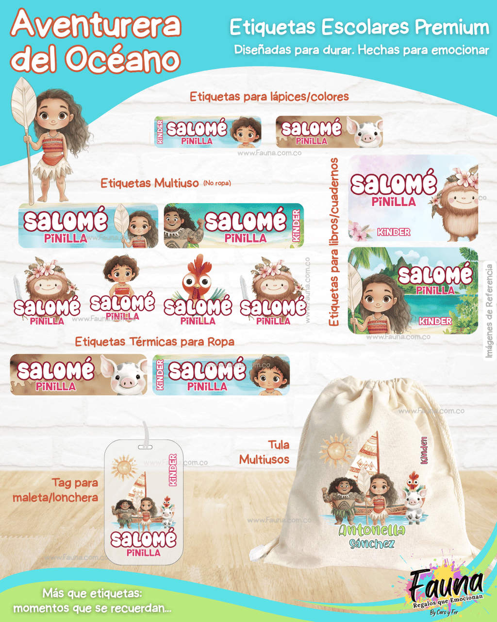 Aventurera del Océano 🌺 - Etiquetas Escolares Premium Personalizadas