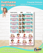 Aventurera del Océano 🌺 - Etiquetas Escolares Premium Personalizadas