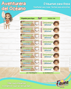 Aventurera del Océano 🌺 - Etiquetas Escolares Premium Personalizadas