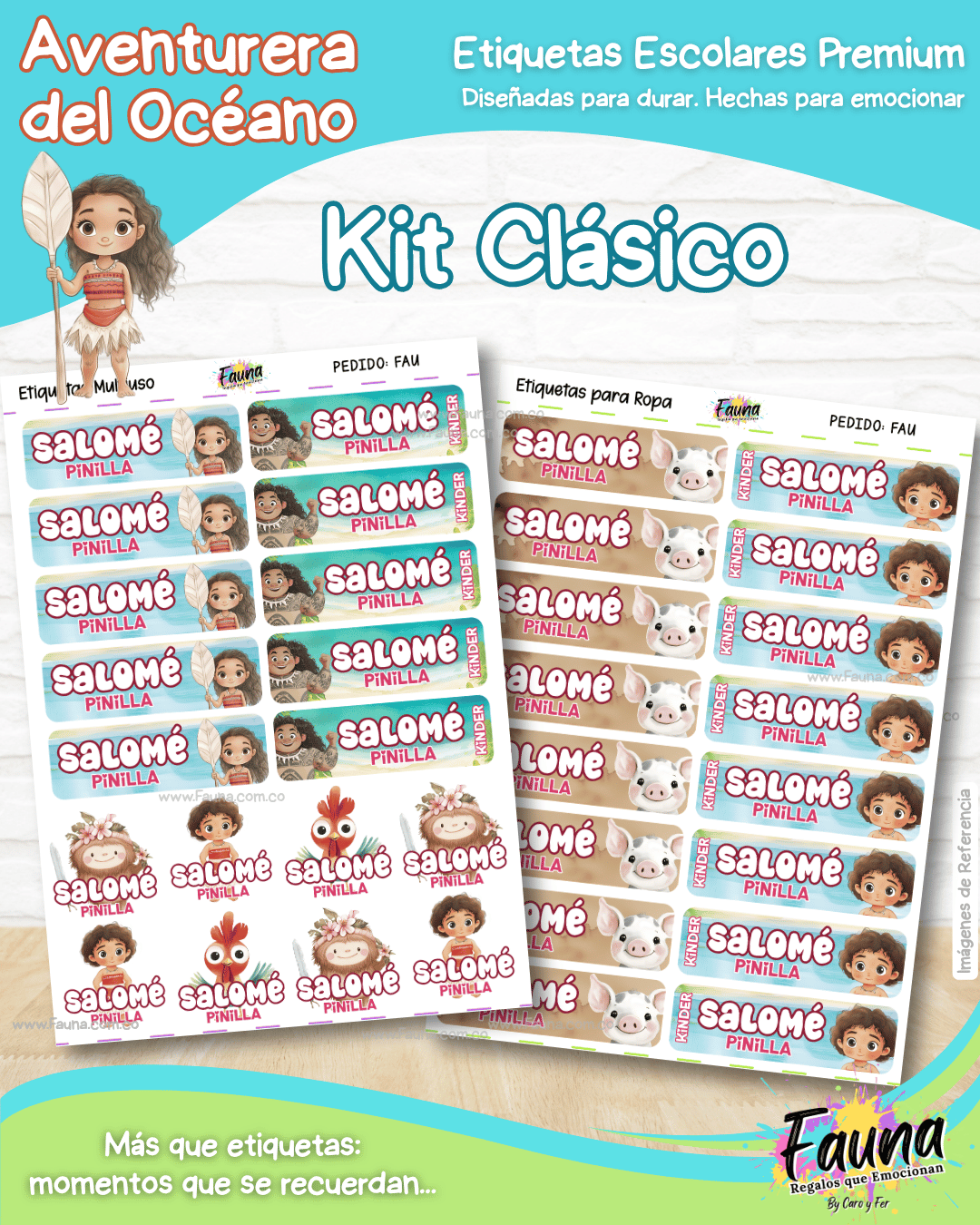 Aventurera del Océano 🌺 - Etiquetas Escolares Premium Personalizadas