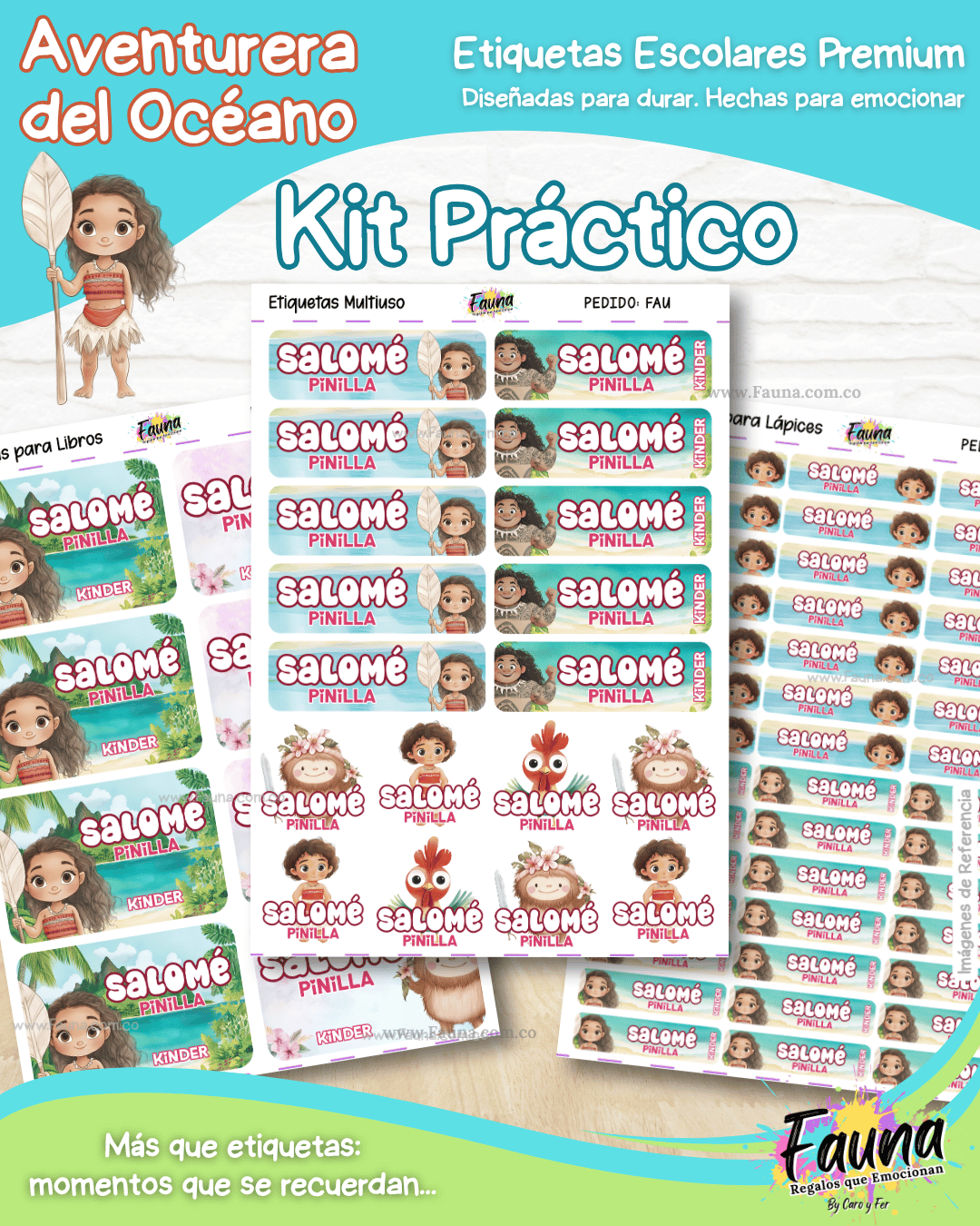 Aventurera del Océano 🌺 - Etiquetas Escolares Premium Personalizadas