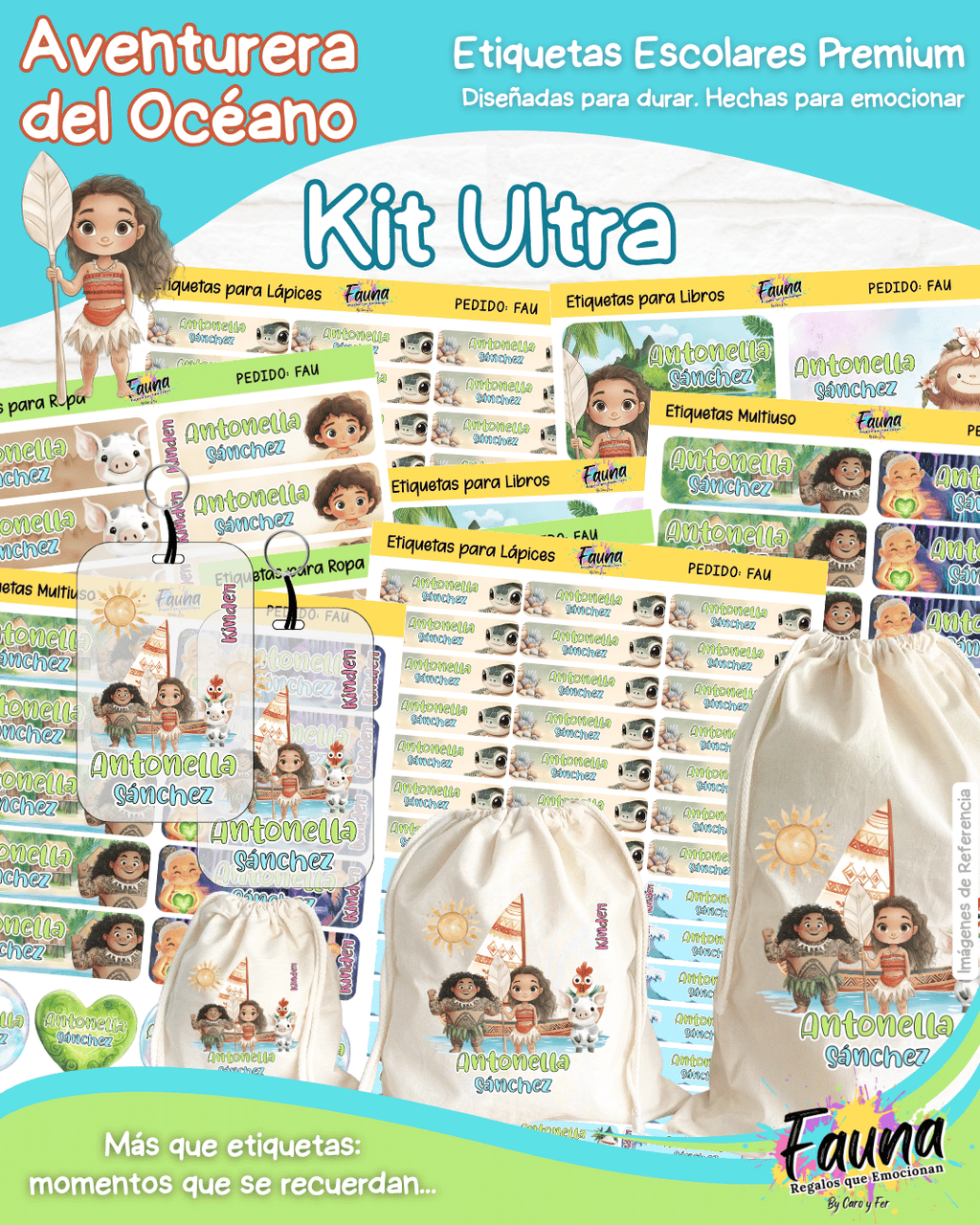 Aventurera del Océano 🌺 - Etiquetas Escolares Premium Personalizadas