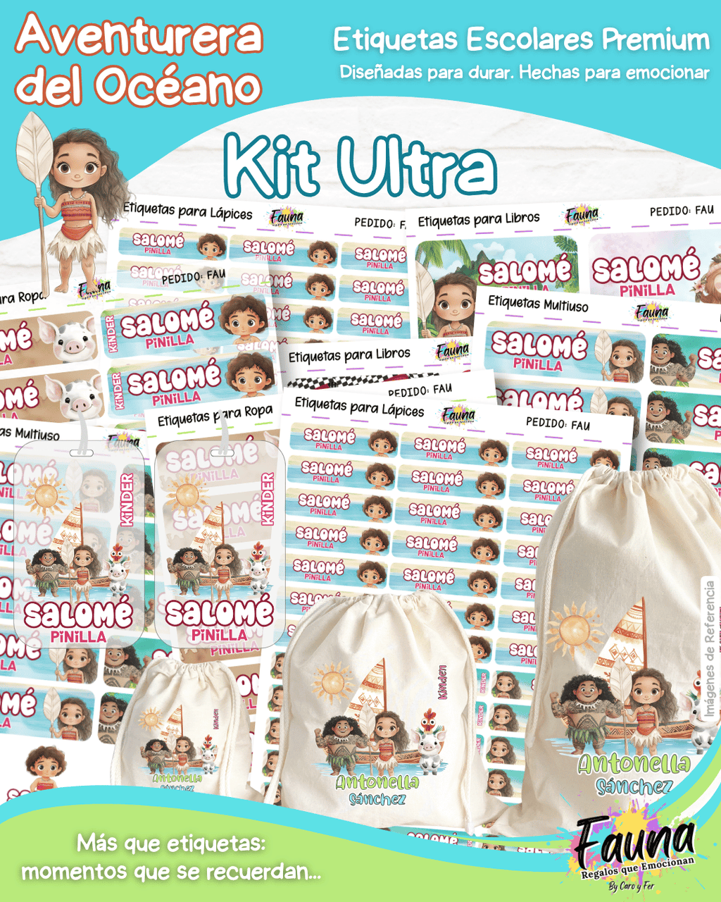 Aventurera del Océano 🌺 - Etiquetas Escolares Premium Personalizadas