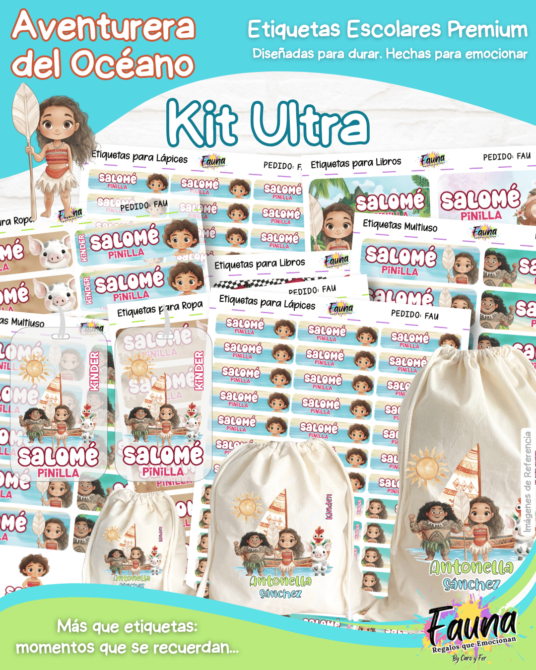 Aventurera del Océano 🌺 - Etiquetas Escolares Premium Personalizadas