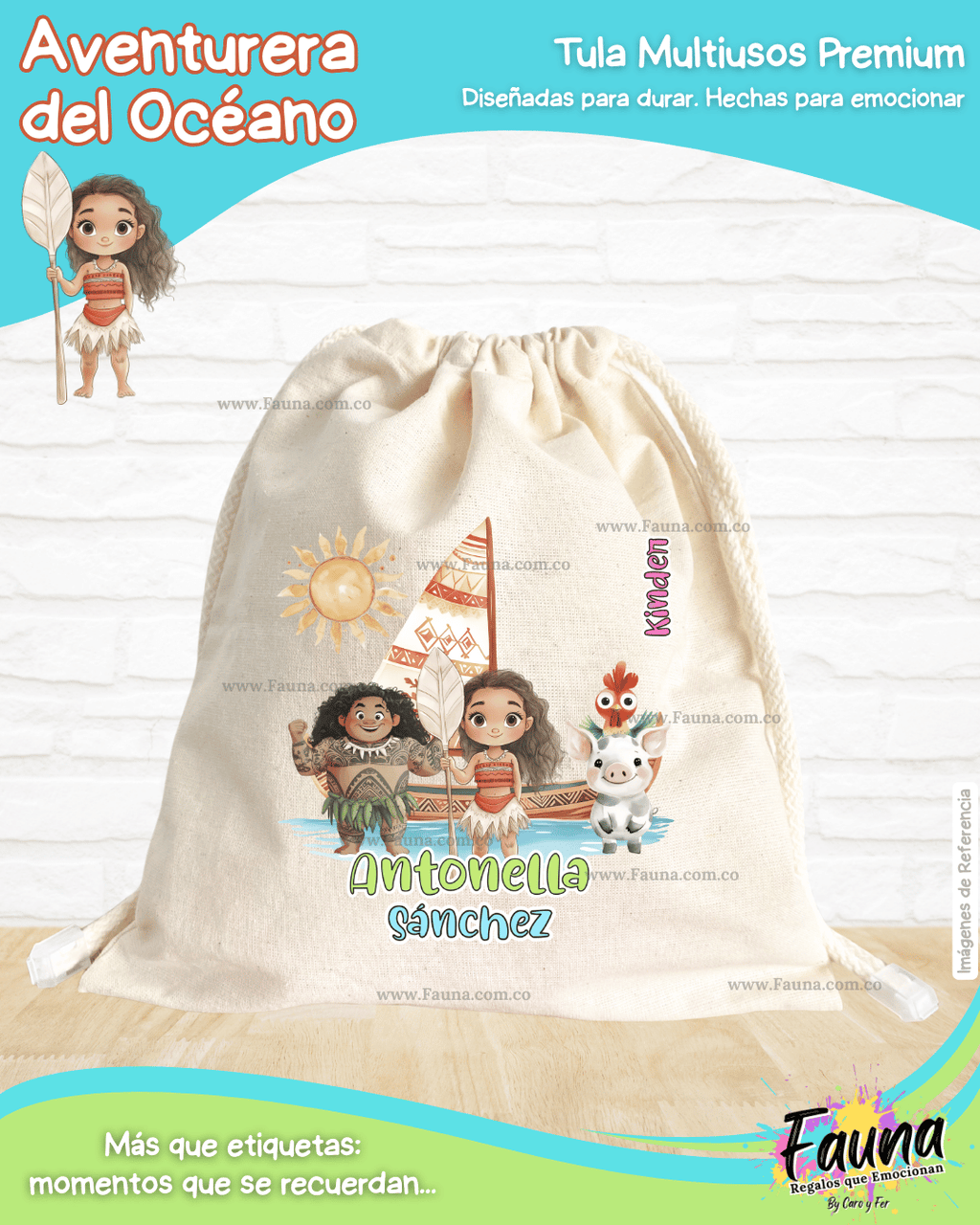 Aventurera del Océano 🌺 - Tula personalizada para niña – multiusos con nombre