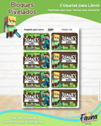 Bloques Pixelados 🟩 - Etiquetas Escolares Premium Personalizadas