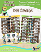 Bloques Pixelados 🟩 - Etiquetas Escolares Premium Personalizadas
