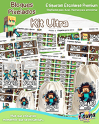 Bloques Pixelados 🟩 - Etiquetas Escolares Premium Personalizadas