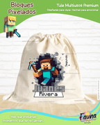 Bloques Pixelados 🟩 - Tula personalizada para niños – multiusos con nombre