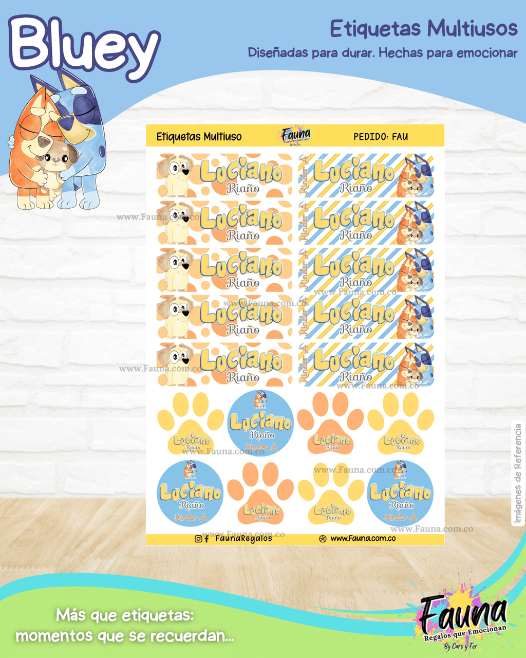 Bluey 🐾 - Etiquetas Escolares Premium Personalizadas