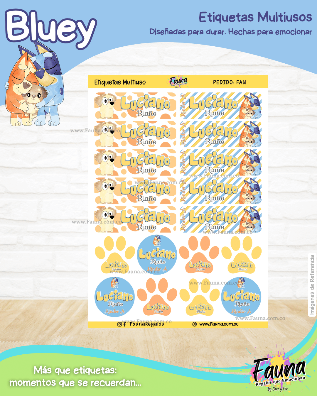 Bluey 🐾 - Etiquetas Escolares Premium Personalizadas