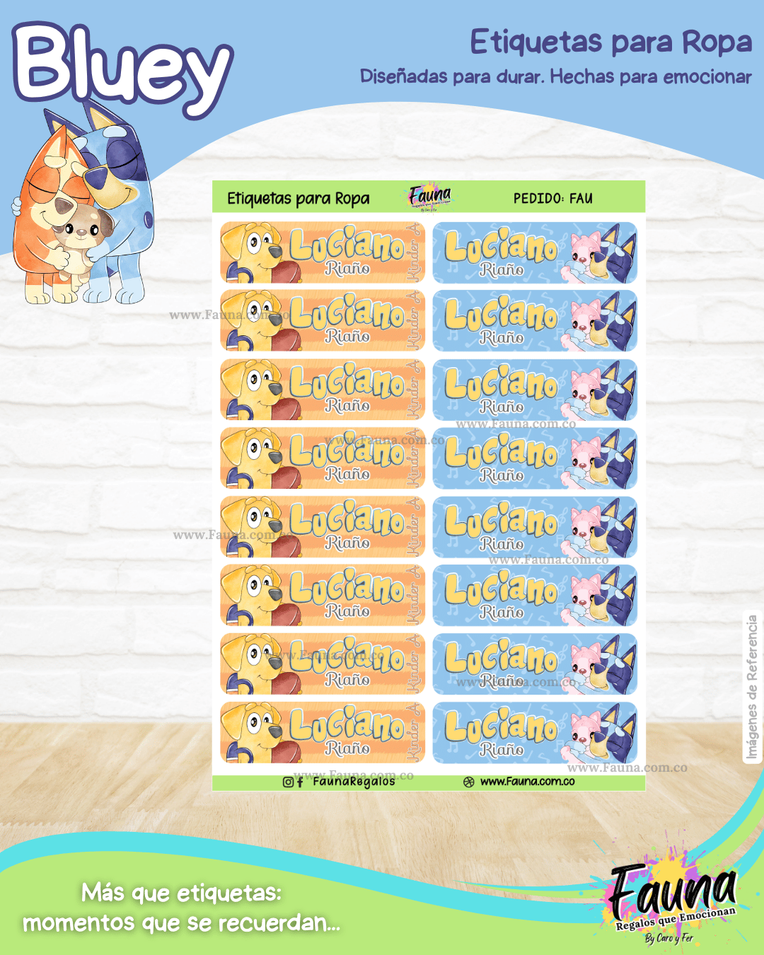 Bluey 🐾 - Etiquetas Escolares Premium Personalizadas